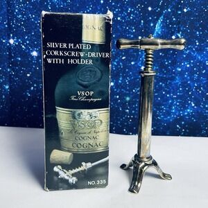 Vintage Corkscrew Driver Silver Plate Hong Kong Patina